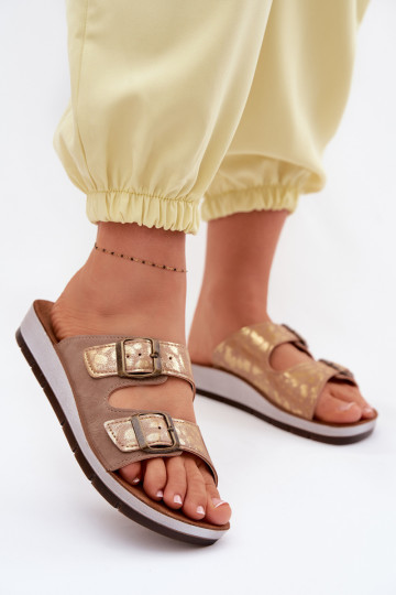 Women's Beige Slippers With Buckles Inblu CP000063 2