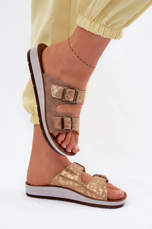 Women's Beige Slippers With Buckles Inblu CP000063