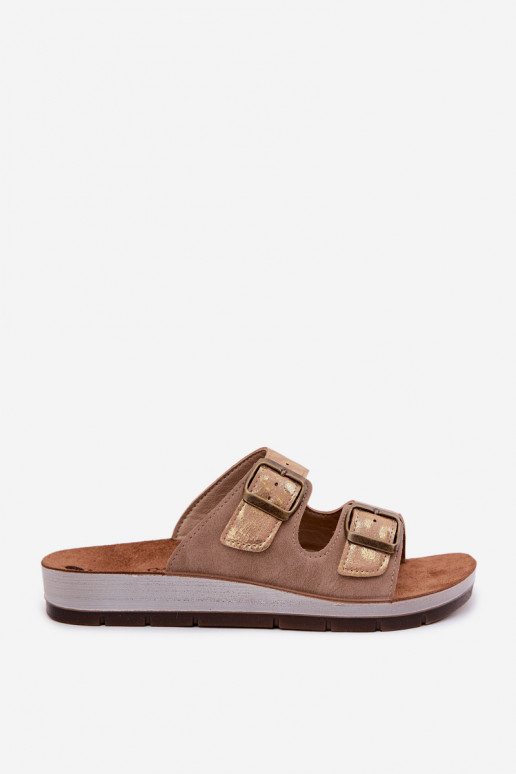 Women's Beige Slippers With Buckles Inblu CP000063