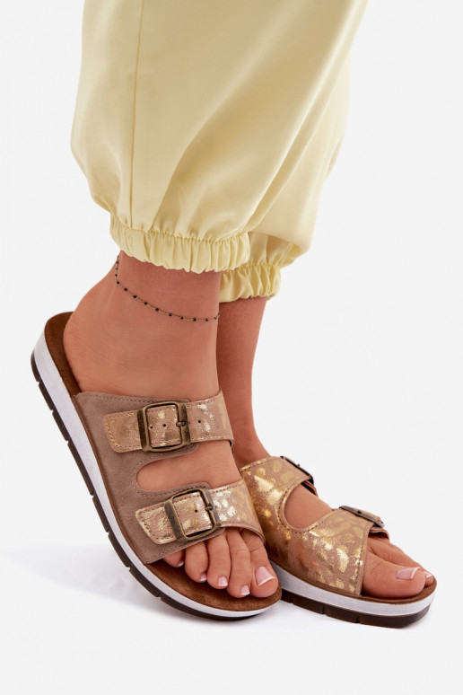 Women's Beige Slippers With Buckles Inblu CP000063