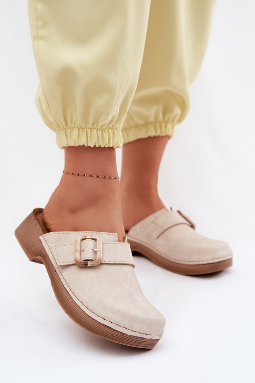 Women's Clogs with Buckle Inblu TF000003 Light Beige