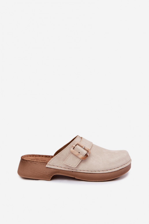 Women's Clogs with Buckle Inblu TF000003 Light Beige