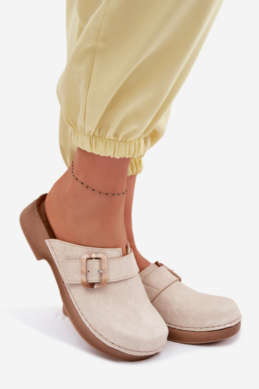 Women's Clogs with Buckle Inblu TF000003 Light Beige