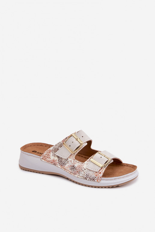 Women's Light Beige Slides With Buckles Inblu SD000001