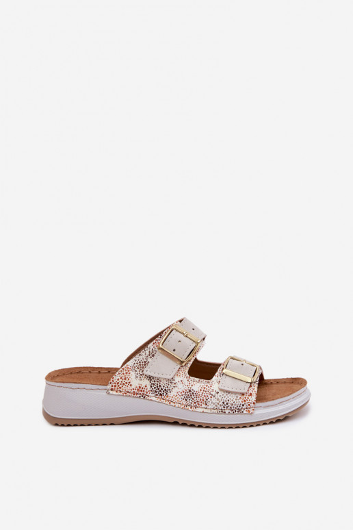 Women's Light Beige Slides With Buckles Inblu SD000001