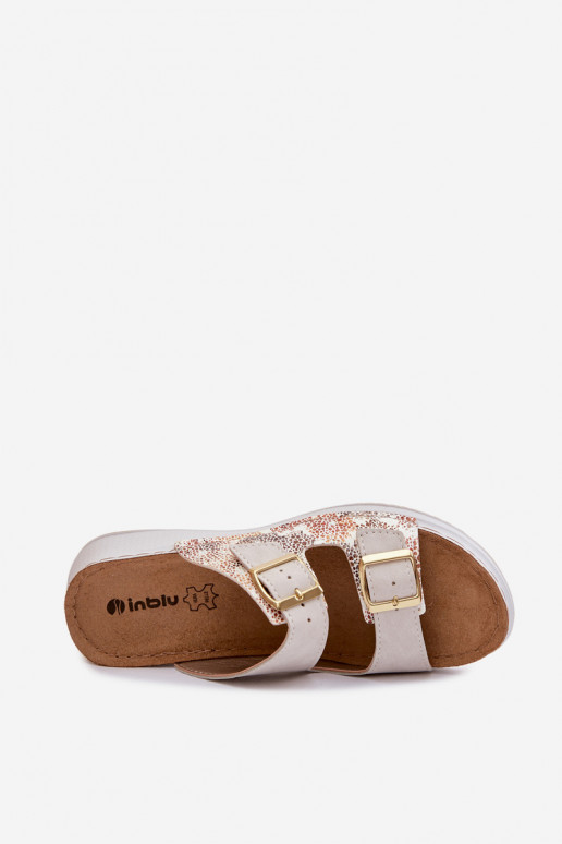 Women's Light Beige Slides With Buckles Inblu SD000001