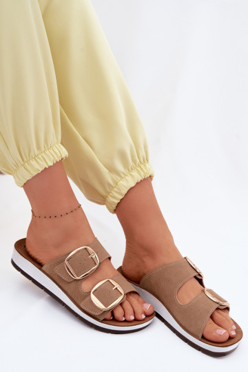 Women's Slippers With Gold Clips Inblu CP000061 Light Brown