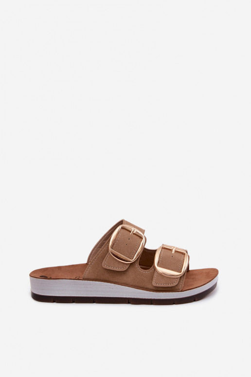 Women's Slippers With Gold Clips Inblu CP000061 Light Brown