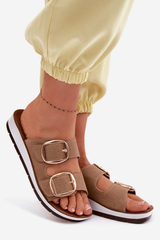 Women's Slippers With Gold Clips Inblu CP000061 Light Brown