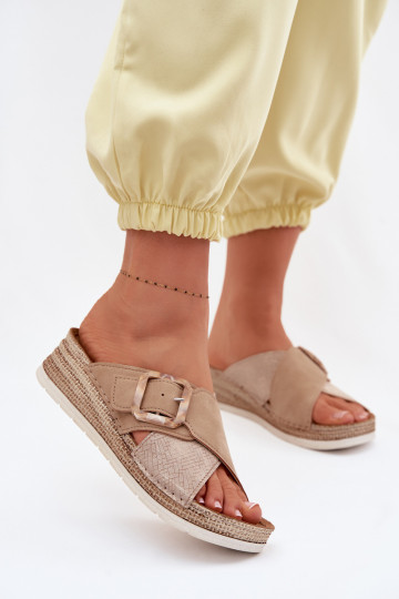 Women's Platform Sandals With Decorative Buckle Inblu RV000012 Brown 2