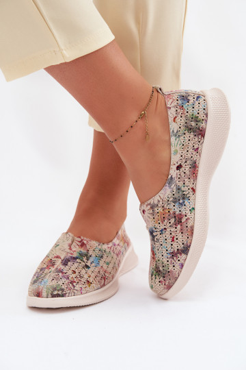Suede Perforated Women's Loafers Multicolor Eliva