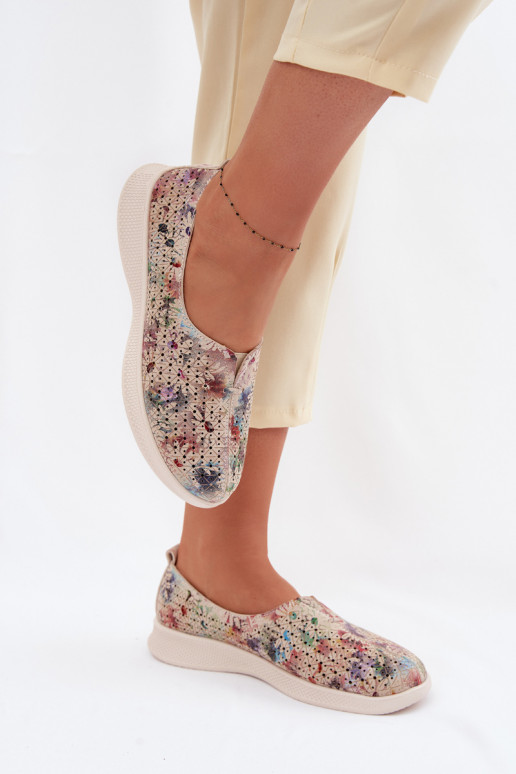 Suede Perforated Women's Loafers Multicolor Eliva