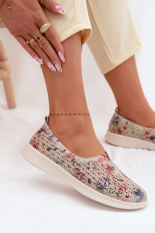 Suede Perforated Women's Loafers Multicolor Eliva