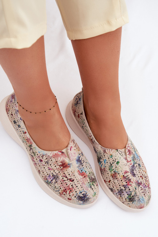 Suede Perforated Women's Loafers Multicolor Eliva