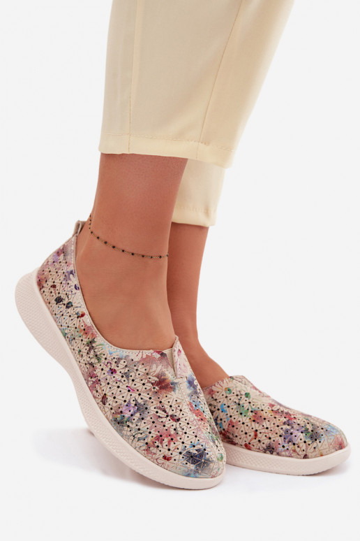 Suede Perforated Women's Loafers Multicolor Eliva