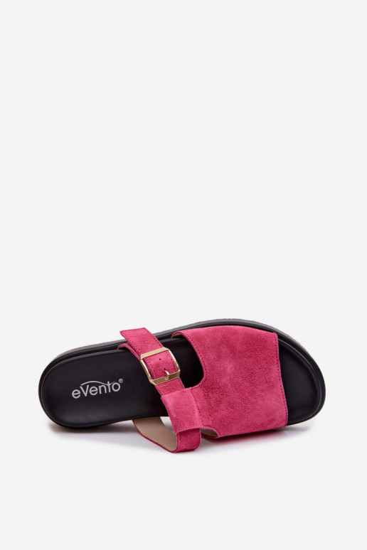 Suede Women's Platform Sandals With Gold Buckle Fuchsia Zemela