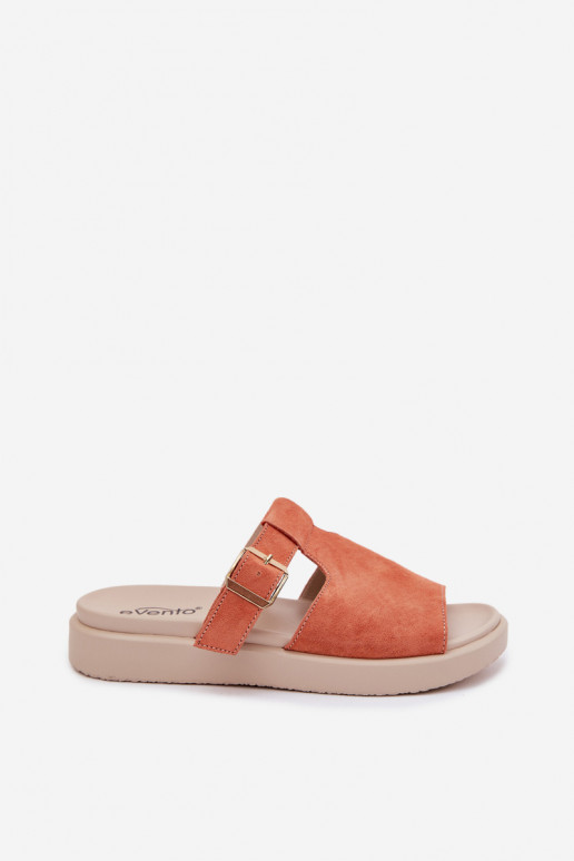 Suede Women's Platform Sandals With Gold Buckle Orange Zemela