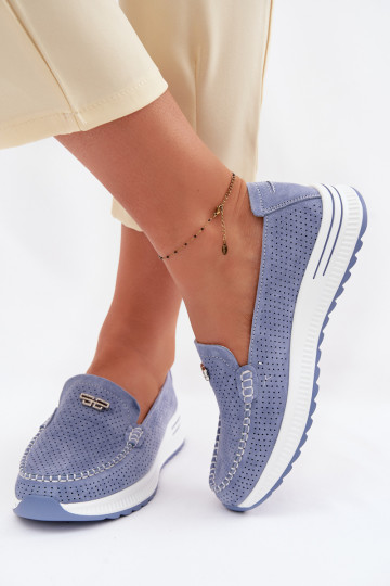 Women's Suede Loafers Blue Demela 2
