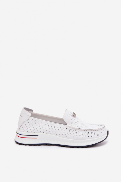 Women's Moccasins Made of Natural Leather White Demela