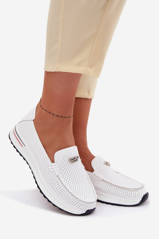 Women's Moccasins Made of Natural Leather White Demela