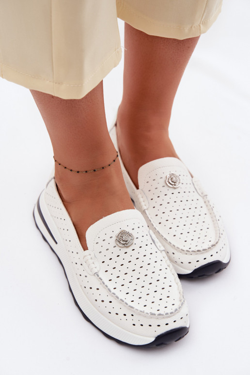Women's Perforated Leather Loafers Kemela