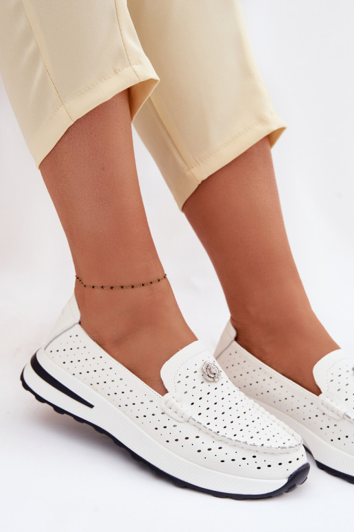 Women's Perforated Leather Loafers Kemela