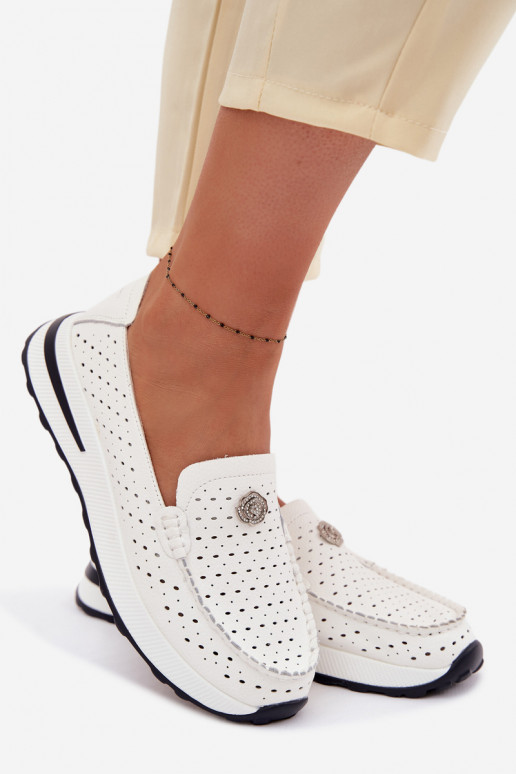 Women's Perforated Leather Loafers Kemela