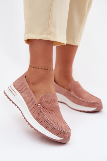 Pink Suede Women's Loafers Pevina 2