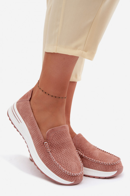 Pink Suede Women's Loafers Pevina