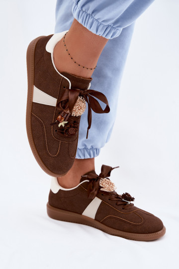 Women's Sneakers With Decorations Chocolate Lelora