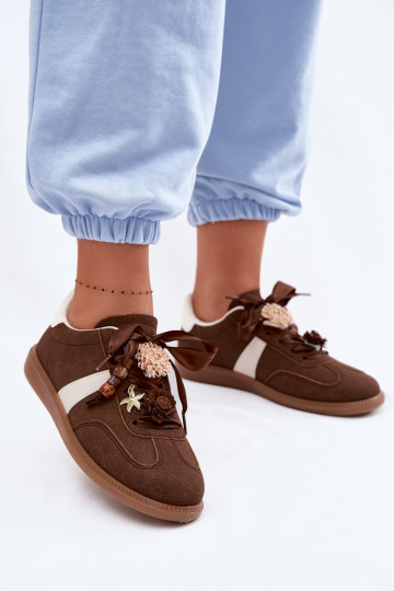 Women's Sneakers With Decorations Chocolate Lelora 2