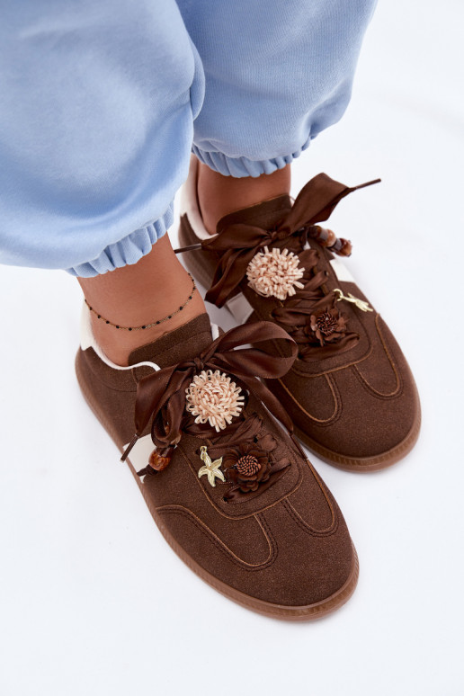 Women's Sneakers With Decorations Chocolate Lelora