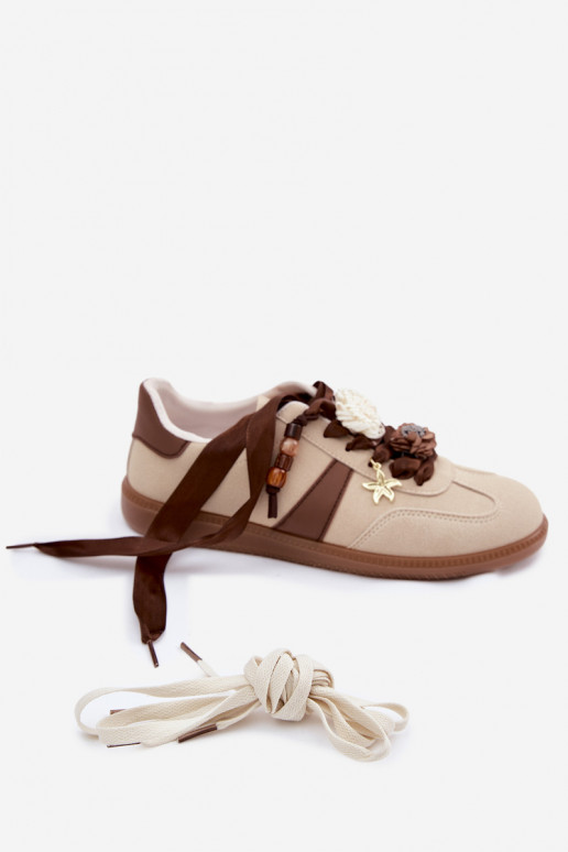 Women's Sneakers With Decorations Beige Lelora