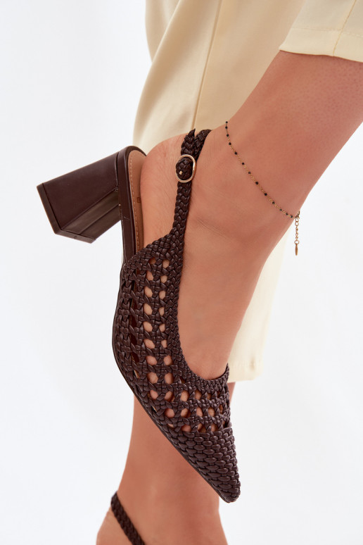 Women's Block Heel Chocolate Sandals Kedira