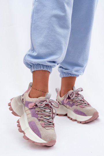 Leather Suede Women's Sneakers GOE TT2N4026 Purple