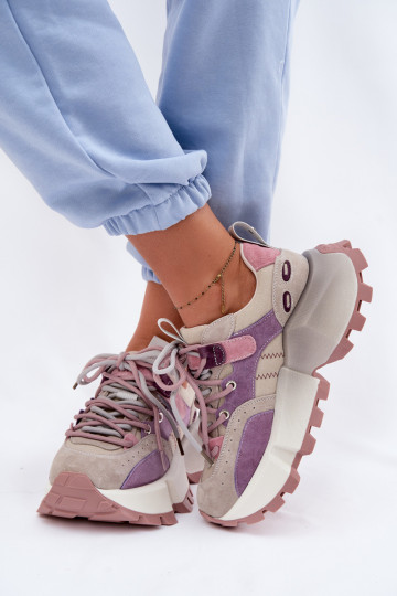 Leather Suede Women's Sneakers GOE TT2N4026 Purple 2