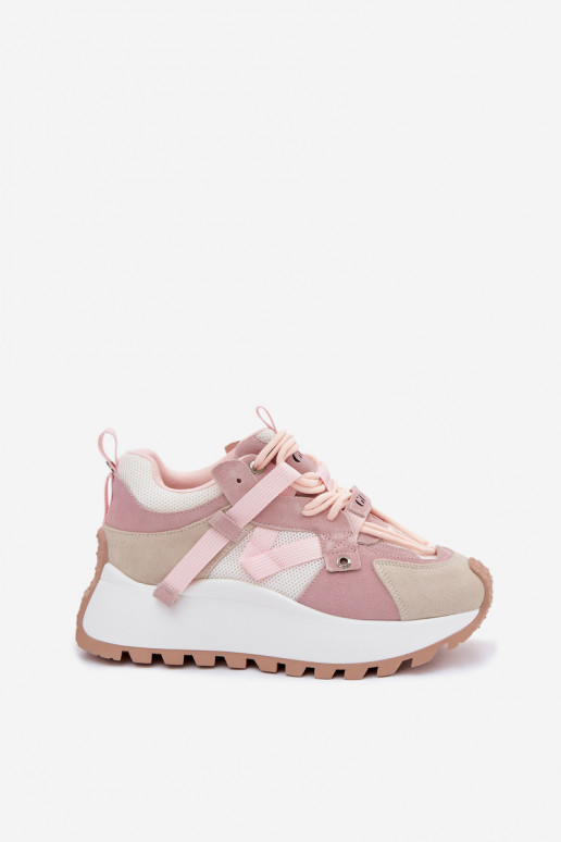Platform Sneakers Made of Natural Suede GOE TT2N4022 Pink