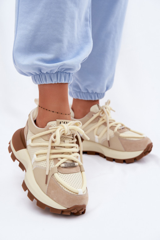 Leather Suede Women's Sneakers GOE TT2N4021 Beige