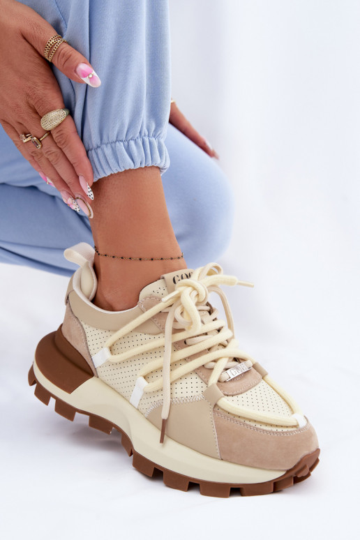 Leather Suede Women's Sneakers GOE TT2N4021 Beige