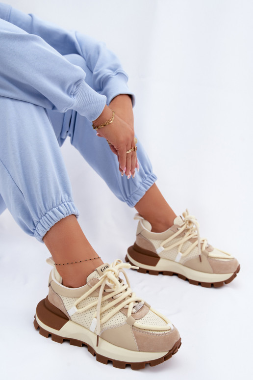 Leather Suede Women's Sneakers GOE TT2N4021 Beige