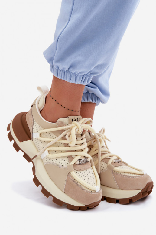 Leather Suede Women's Sneakers GOE TT2N4021 Beige