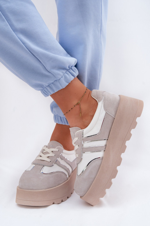 Zamszowe Sneakersy Na Platformie GOE TT2N4052 Białe