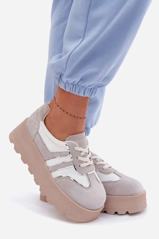 Suede Sneakers on Platform GOE TT2N4052 White