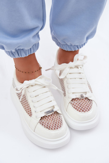 Women's Leather Sneakers With Embellishment GOE TT2N4010 White