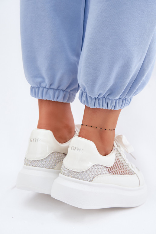 Women's Leather Sneakers With Embellishment GOE TT2N4010 White