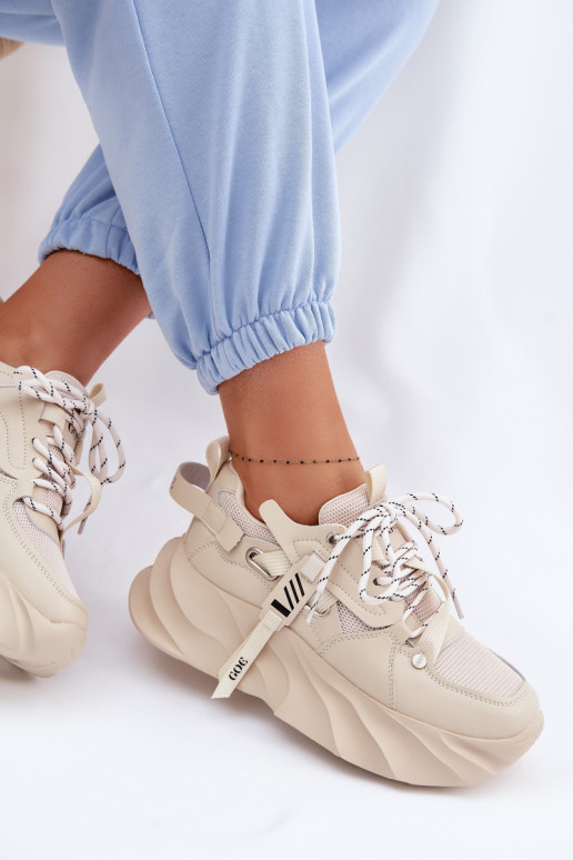 Leather Women's Sneakers GOE TT2N4012 Beige