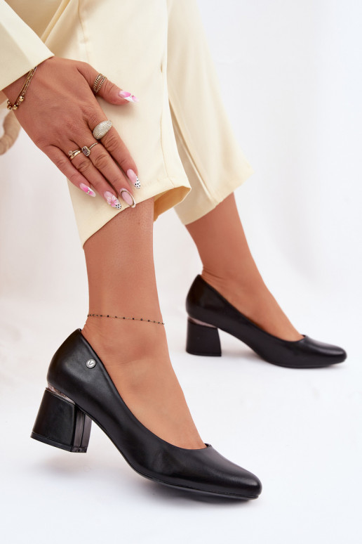 Vinceza Block Heel Shoes 62292 Black