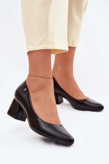 Vinceza Block Heel Shoes 62292 Black 2