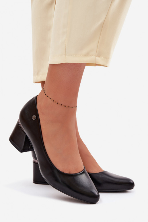 Vinceza Block Heel Shoes 62292 Black