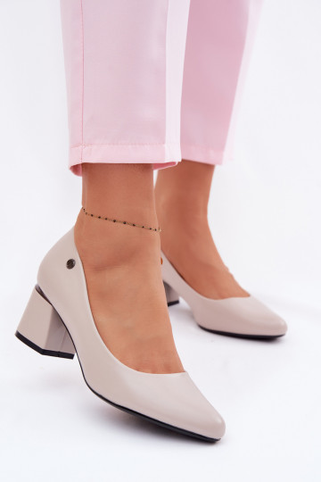 Vinceza Block Heel Shoes 62292 Grey